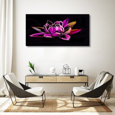 Lotus flower on black background Canvas wall art