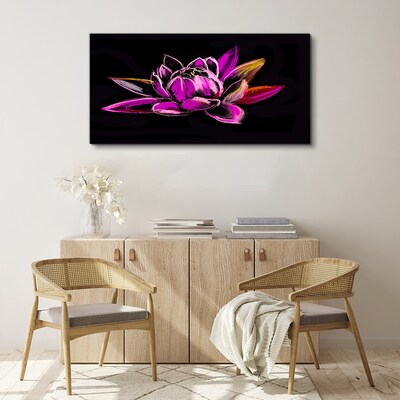 Lotus flower on black background Canvas wall art