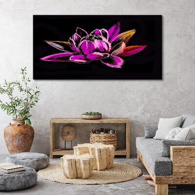 Lotus flower on black background Canvas wall art