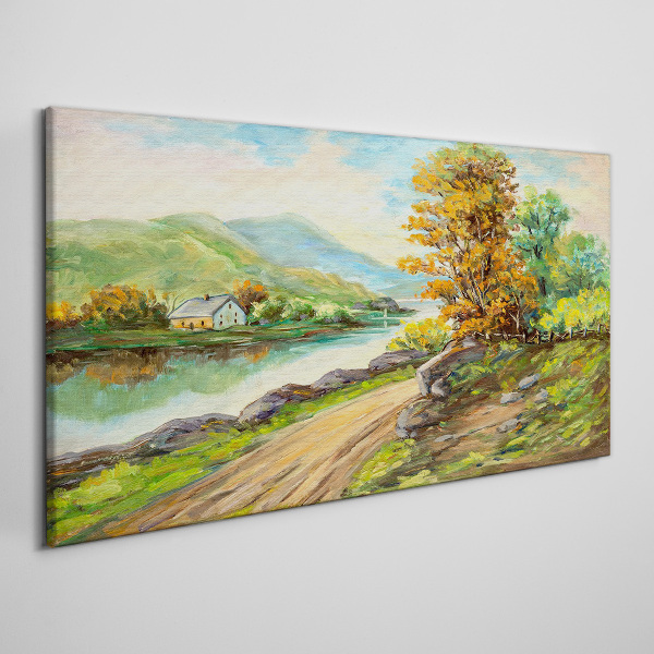 A peaceful landscape by the river Print on canvas