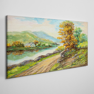 A peaceful landscape by the river Print on canvas