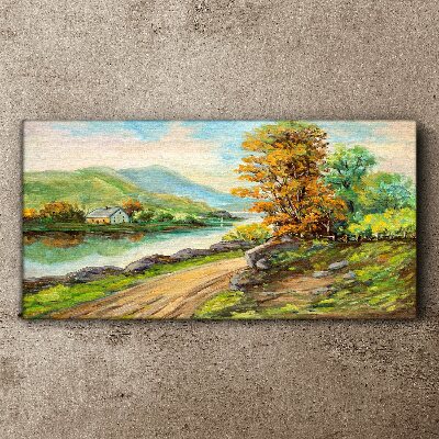A peaceful landscape by the river Print on canvas
