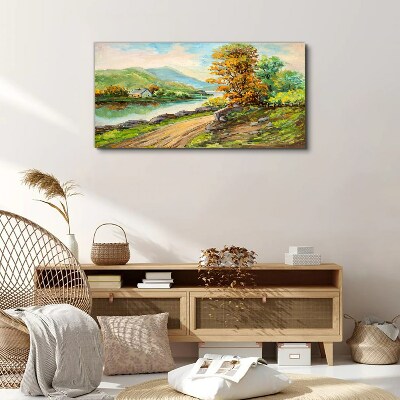 A peaceful landscape by the river Print on canvas