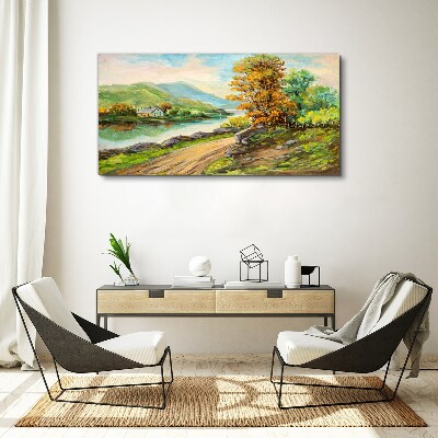 A peaceful landscape by the river Print on canvas