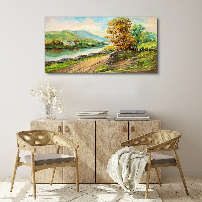 A peaceful landscape by the river Print on canvas