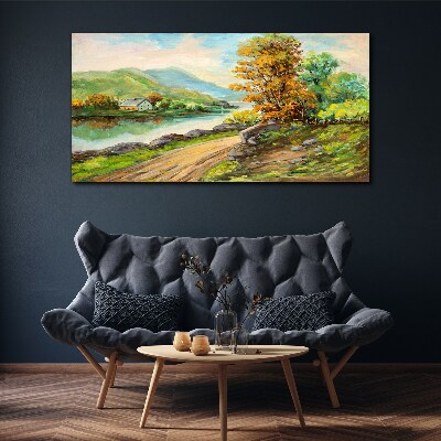 A peaceful landscape by the river Print on canvas