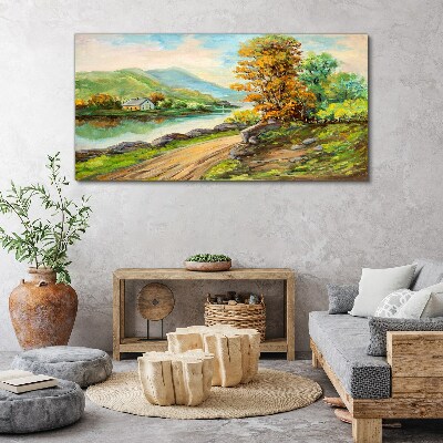 A peaceful landscape by the river Print on canvas