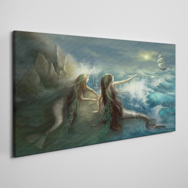 Ocean storm sirens ship Canvas Wall art