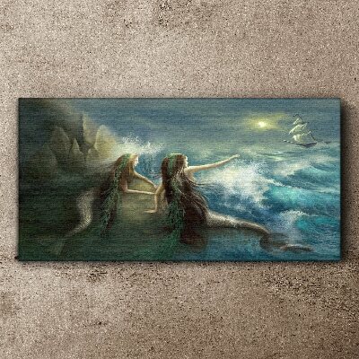 Mermaids on the seashore Canvas wall art