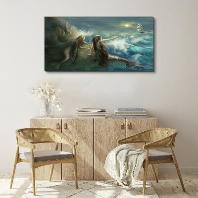 Mermaids on the seashore Canvas wall art