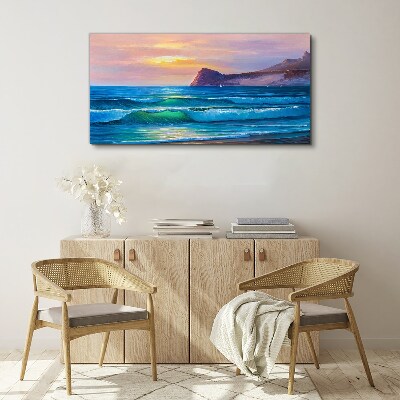 Coast waves nature Canvas Wall art