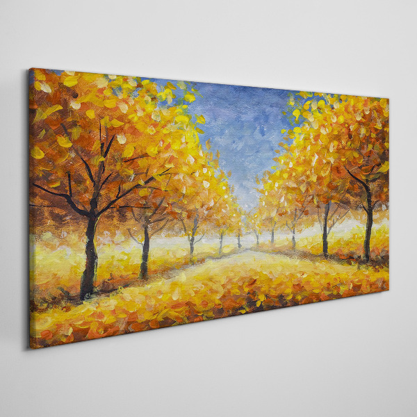 Golden avenue in autumn aura Canvas wall art