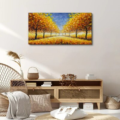 Golden avenue in autumn aura Canvas wall art