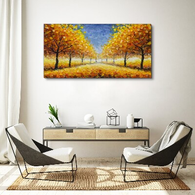 Golden avenue in autumn aura Canvas wall art