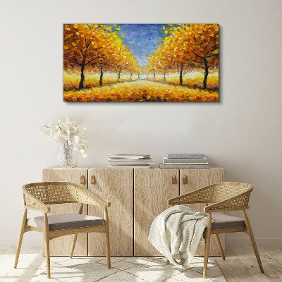 Golden avenue in autumn aura Canvas wall art
