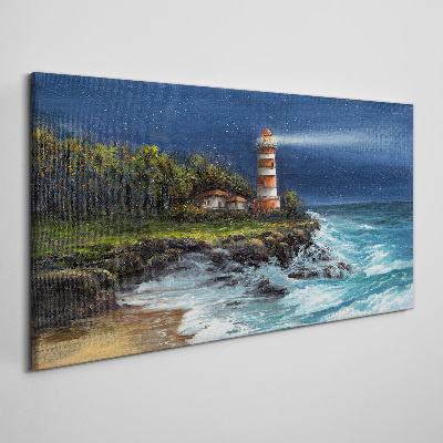 A lighthouse in a stormy sea Print on canvas