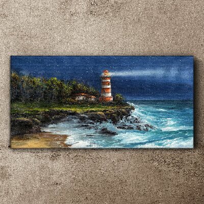 A lighthouse in a stormy sea Print on canvas