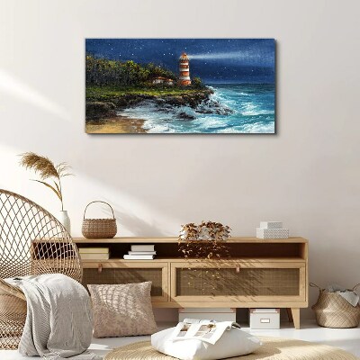 A lighthouse in a stormy sea Print on canvas