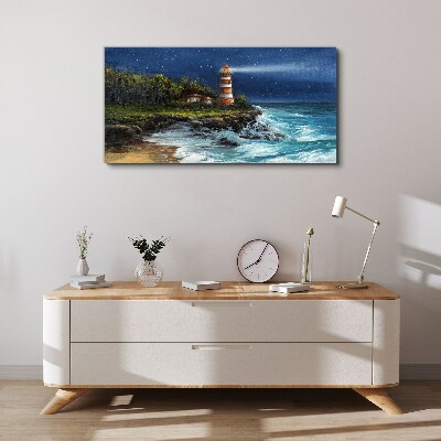 Lighthouse coast waves Canvas Wall art