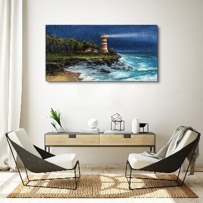 A lighthouse in a stormy sea Print on canvas
