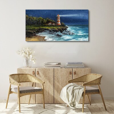 Lighthouse coast waves Canvas Wall art