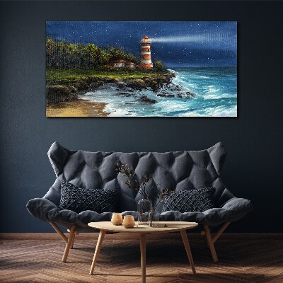 Lighthouse coast waves Canvas Wall art