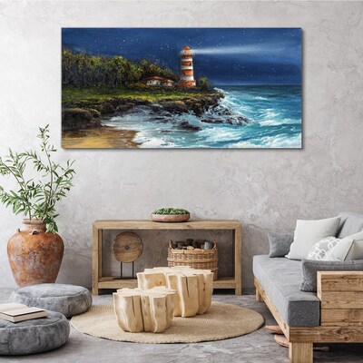 A lighthouse in a stormy sea Print on canvas