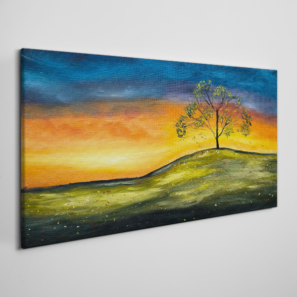 Golden hour over the hill Canvas wall art