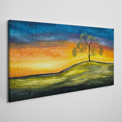 Golden hour over the hill Canvas wall art