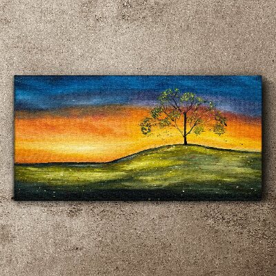 Golden hour over the hill Canvas wall art
