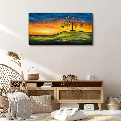 Golden hour over the hill Canvas wall art