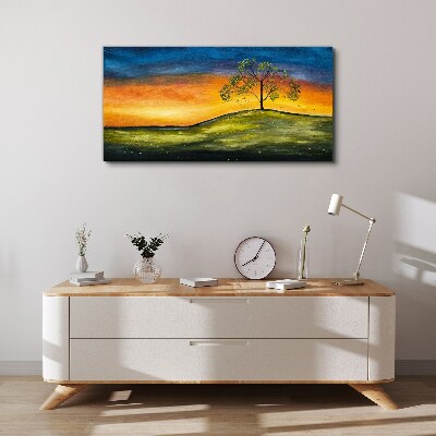 Golden hour over the hill Canvas wall art