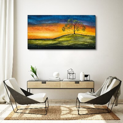 Golden hour over the hill Canvas wall art