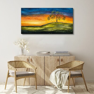 Golden hour over the hill Canvas wall art