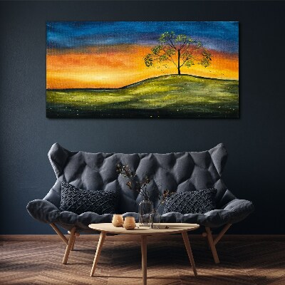 Golden hour over the hill Canvas wall art