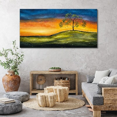 Golden hour over the hill Canvas wall art