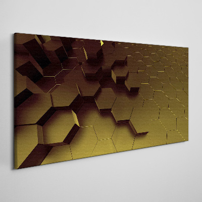 Golden hexagons Print on canvas