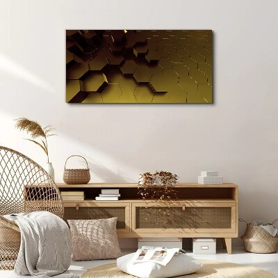 Golden hexagons Print on canvas