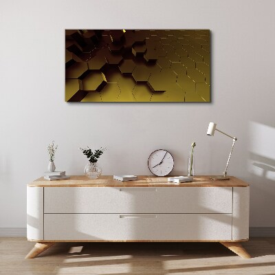 Golden hexagons Print on canvas