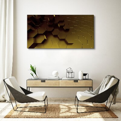 Golden hexagons Print on canvas
