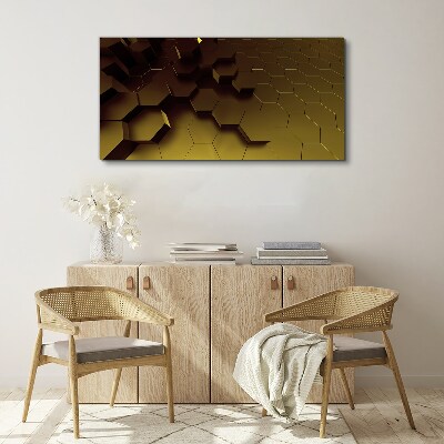 Golden hexagons Print on canvas