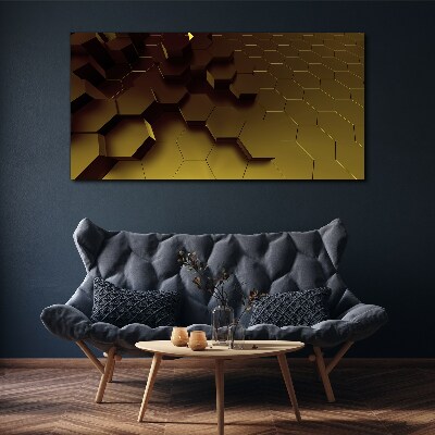 Golden hexagons Print on canvas