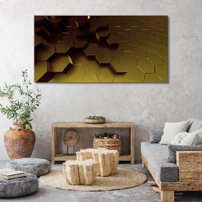 Golden hexagons Print on canvas
