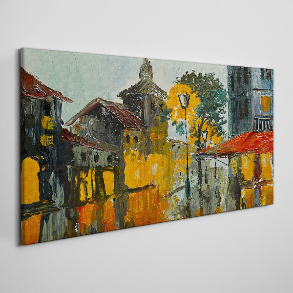 The golden reflection of the urban landscape Canvas wall art