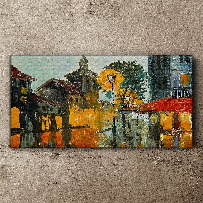 The golden reflection of the urban landscape Canvas wall art