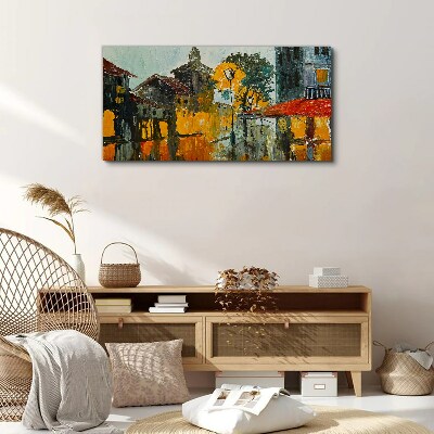 The golden reflection of the urban landscape Canvas wall art