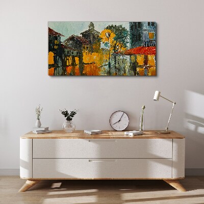 The golden reflection of the urban landscape Canvas wall art
