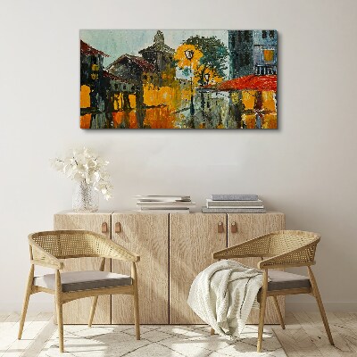 The golden reflection of the urban landscape Canvas wall art