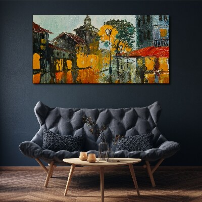 The golden reflection of the urban landscape Canvas wall art