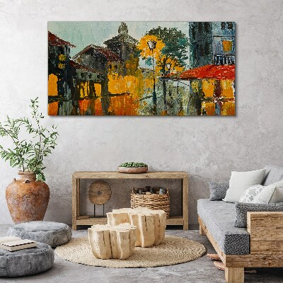 The golden reflection of the urban landscape Canvas wall art